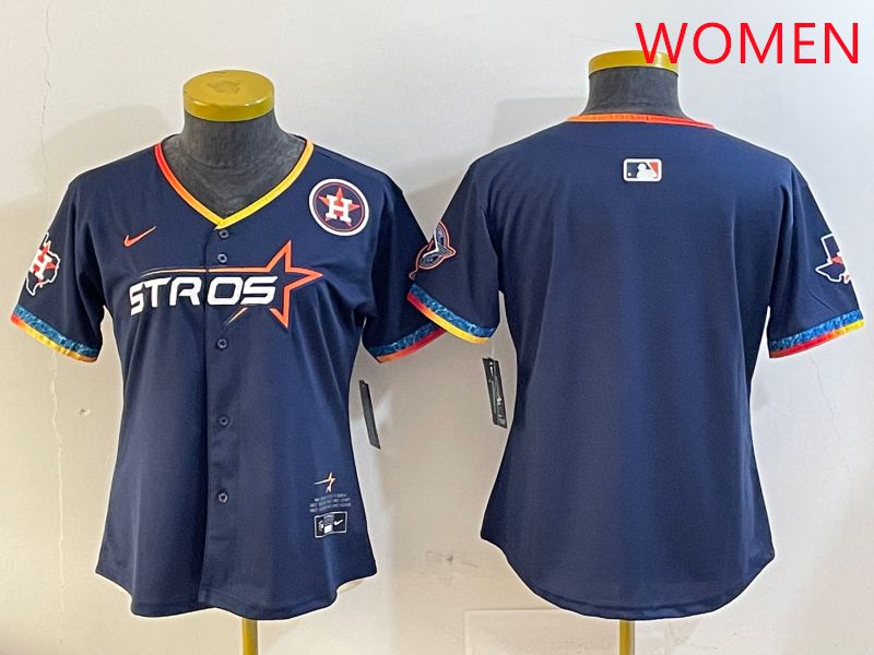 Women Houston Astros Blank Drak Blue Fourth generation Joint Name 2025 Nike MLB Jersey style 2->women mlb jersey->Women Jersey